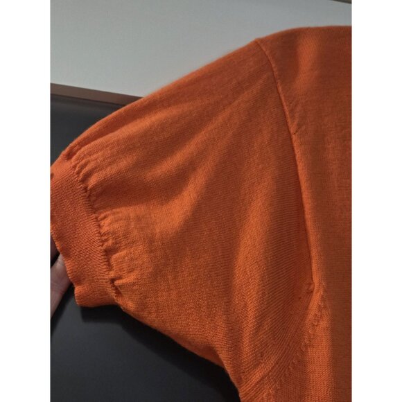 I. Magnin By Ballantyne Merino Wool Short Sleeve Sweater Sz 38 Orange Elevated - Picture 4 of 12